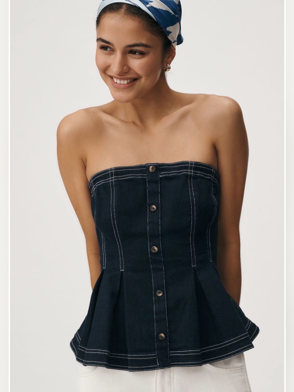 Anthropologie Pilcro Strapless Denim Bustier top
